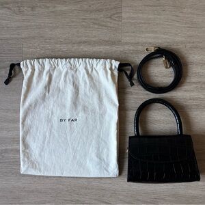 By Far Mini Black Croco Leather Bag